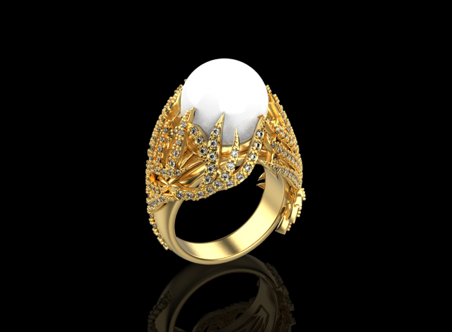 Ring with pearl 3047 Modèles 3D en vedette .c4d .max .obj .3ds .fbx .stl .blend 