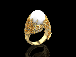 Ring with pearl 3047 3D Print Model