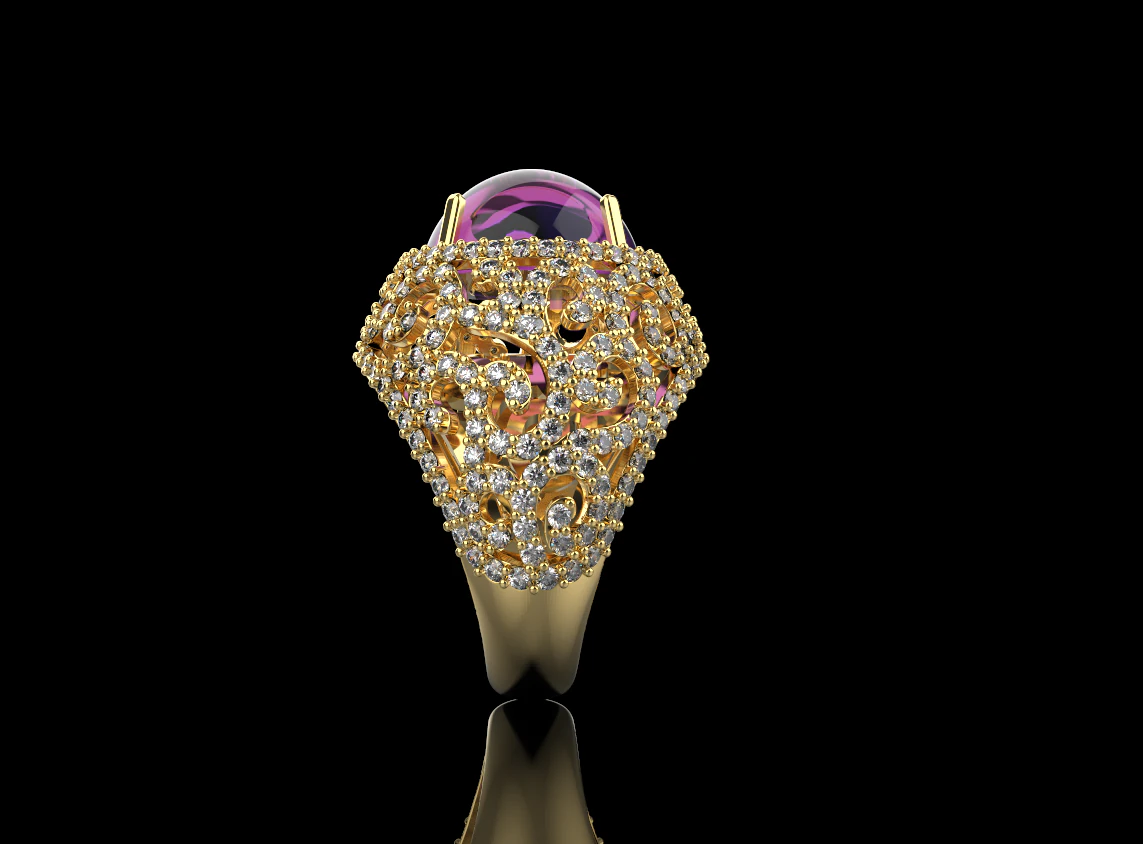 Ring With stones 4171 3D Print Model .c4d .max .obj .3ds .fbx .stl .blend 