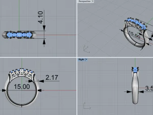 Ring With stones 4242 3D Print Model