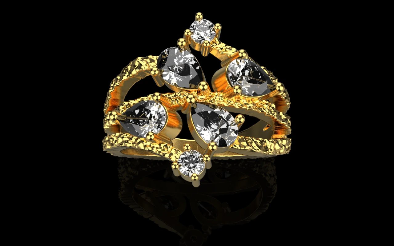Ring With stones 4249 3D Print Model .c4d .max .obj .3ds .fbx .stl .blend 