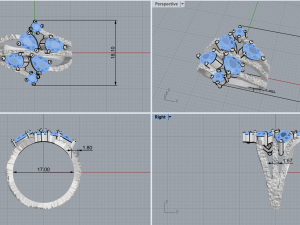 Ring With stones 4249 3D-printmodel