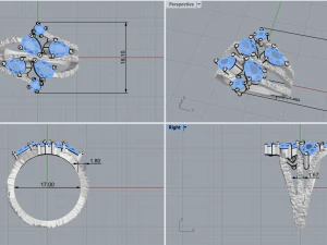 Ring With stones 4249 3D Print Model