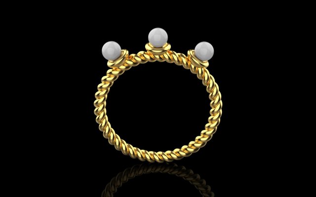 Ring with pearls 4558 3D Print Model .c4d .max .obj .3ds .fbx .stl .blend 