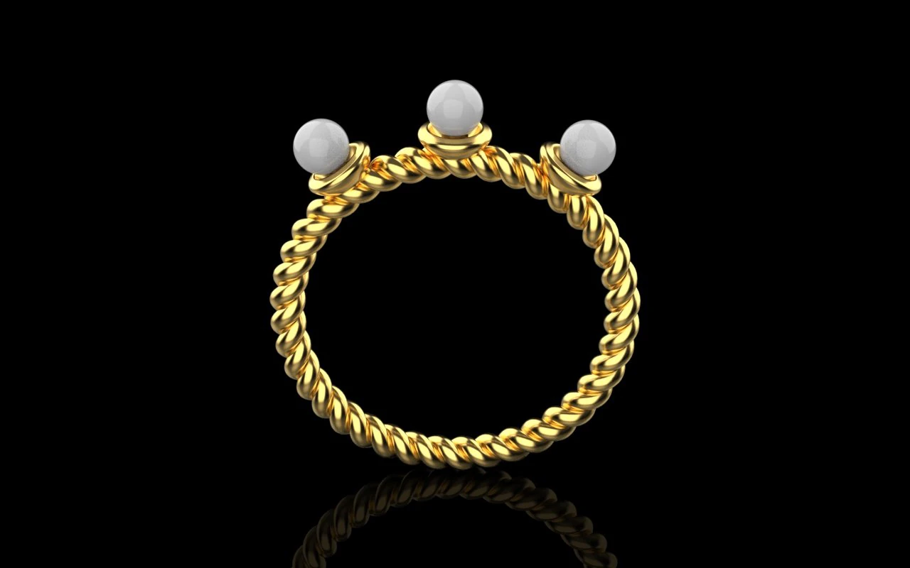 Ring with pearls 4558 3D Print Model .c4d .max .obj .3ds .fbx .stl .blend