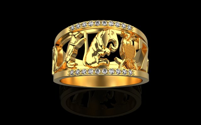 Ring with animals 4508 3D-printmodel .c4d .max .obj .3ds .fbx .stl .blend 