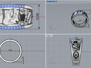 Ring with animals 4508 3D Print Model