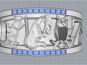 Ring with animals 4508 3D Print Model