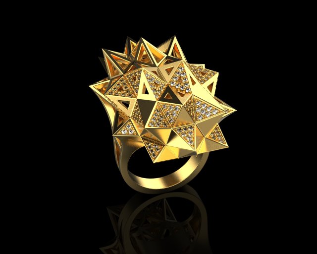 Ring with triangles 226202 3D Print Model .c4d .max .obj .3ds .fbx .stl .blend 
