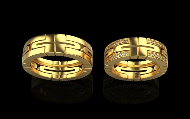 Wedding Rings 4425 3D Принт Модель .c4d .max .obj .3ds .fbx .stl .blend
