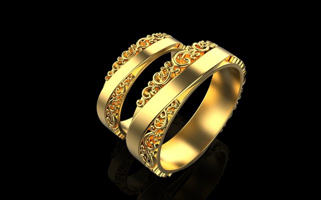Wedding Rings 1777 3D Baskı Modeli .c4d .max .obj .3ds .fbx .stl .blend