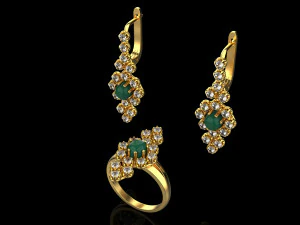 Ring and earrings set 1947 3D Print Model