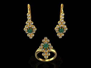 Ring and earrings set 1947 3D Print Model