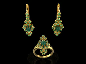 Ring and earrings set 1947 3D Print Model