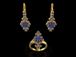 Ring and earrings set 1947 3Dプリントモデル