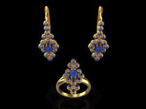 Ring and earrings set 1947 3D Print Model