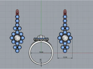 Ring and earrings set 1947 3D Print Model