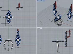 Ring and earrings set 1947 3D Print Model