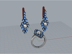 Ring and earrings set 1947 3D Print Model
