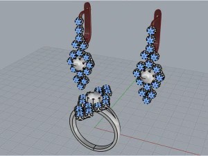Ring and earrings set 1947 3D Print Model