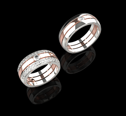 Wedding Rings 755 007 3D Print Model .c4d .max .obj .3ds .fbx .stl .blend 