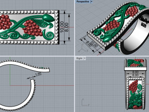 Ring with grapes 1467 Model Cetak 3D