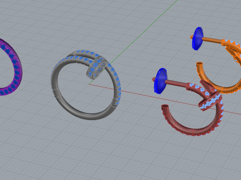 Pendant Ring Earrings set 52086 3D Model