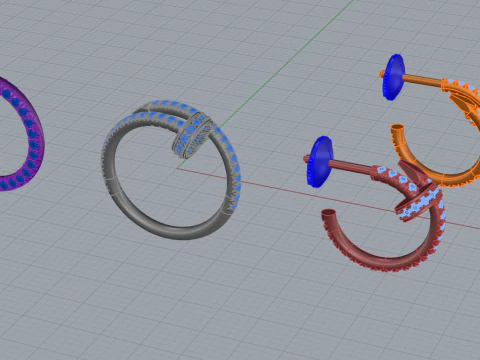 Pendant Ring Earrings set 52086 3D Model
