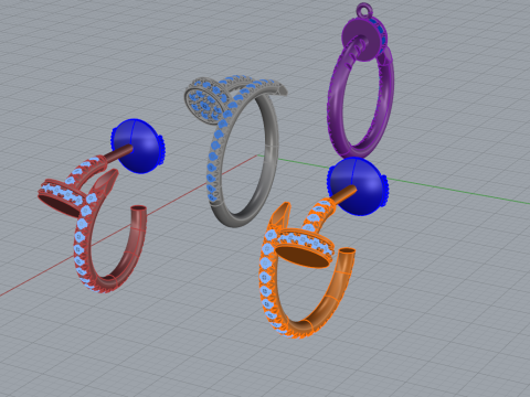 Pendant Ring Earrings set 52086 3D Model
