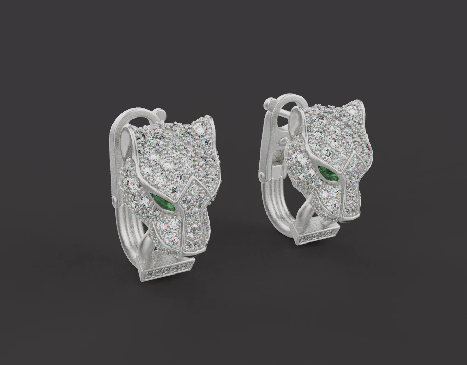 Panther Earrings 54163 3D Model .c4d .max .obj .3ds .fbx .stl .blend