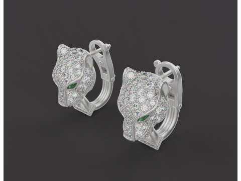 Panther Earrings 54163 Model 3D