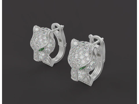 Panther Earrings 54163 3D Model