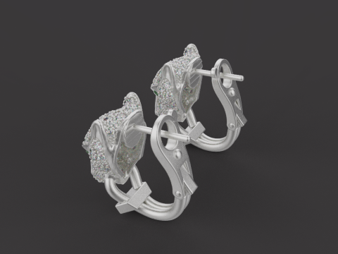 Panther Earrings 54163 Model 3D