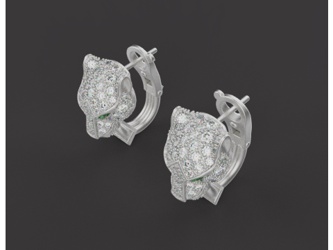 Panther Earrings 54163 Model 3D