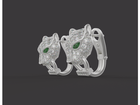 Panther Earrings 54163 Model 3D