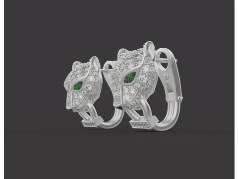 Panther Earrings 54163 3D Model