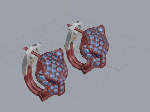 Panther Earrings 54163 3D Model