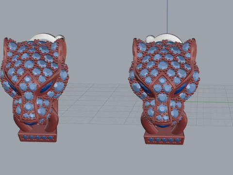 Panther Earrings 54163 3D Model