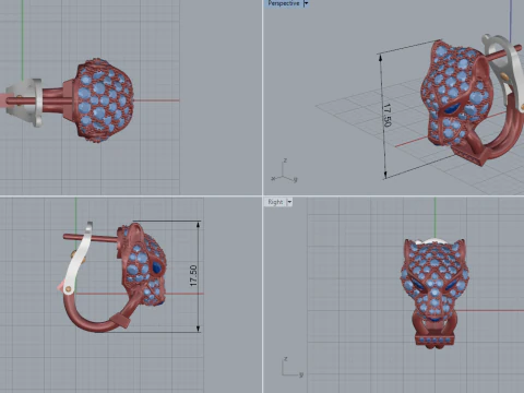 Panther Earrings 54163 3D Model