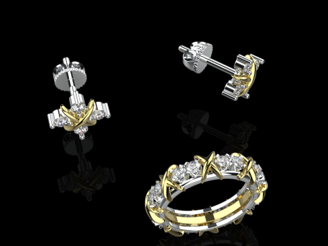 Earrings and Ring set 66095 3D Model