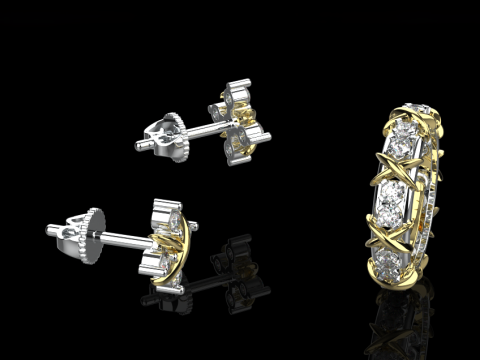 Earrings and Ring set 66095 3Dモデル