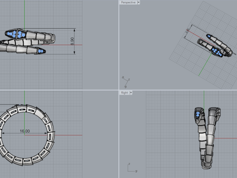 Serpent Ring 61500 3D Model