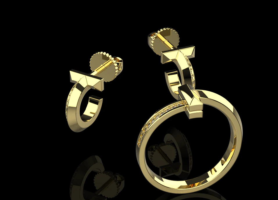 Nail Ring and Earrings set 60633 3D Model .c4d .max .obj .3ds .fbx .stl .blend