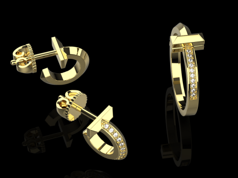 Nail Ring and Earrings set 60633 Model 3D