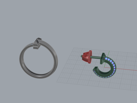 Nail Ring and Earrings set 60633 Model 3D
