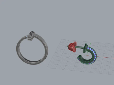 Nail Ring and Earrings set 60633 3D Model