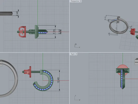 Nail Ring and Earrings set 60633 3D Model