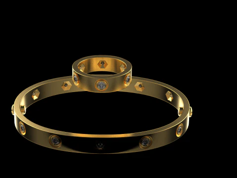 Bracelet and Ring 60161 3D Model