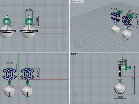 Earrings 53712 3D Model