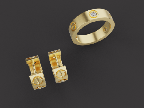 Ring and Earrings set 53486 3D Model